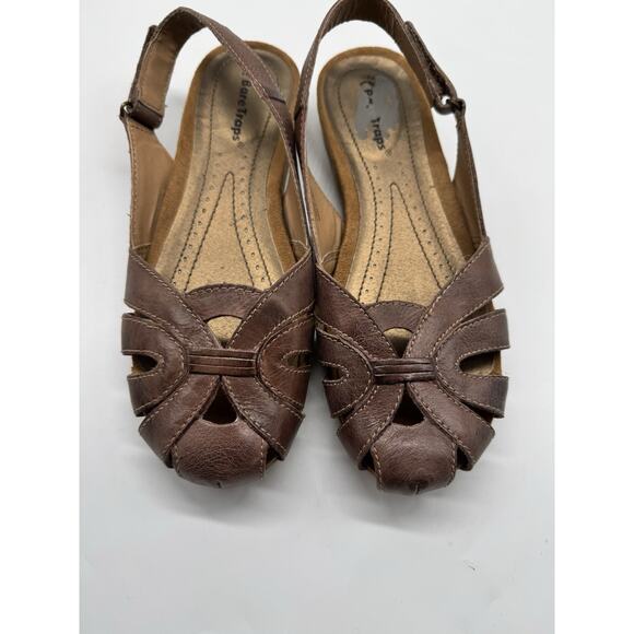 Baretraps Relate Brown Leather Strappy Cushioned Sandals Size 8 - Picture 1 of 11
